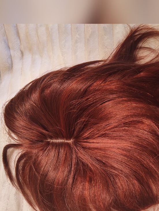 Reecho Other - Reecho Large Base Short Synthetic Hair Topper Wiglet Reddish Ginger Brown